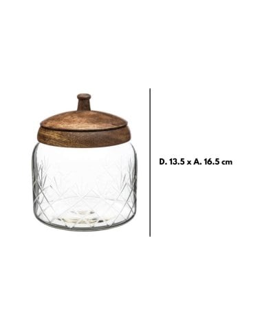 Tarro de Vidrio con Tapa de Madera de 1,2 L