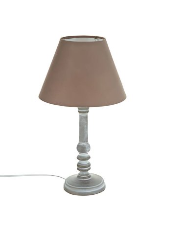 Lámpara de Mesa de Madera Vintage de 36 Cm - Modelo Leo