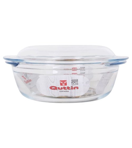 Cacerola Redonda de Vidrio con Tapa y Asas