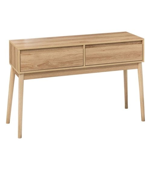 Consola de Madera Clara con 2 Cajones