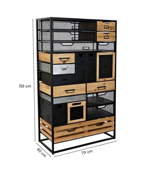 Estante Cajonera de Metal y MDF