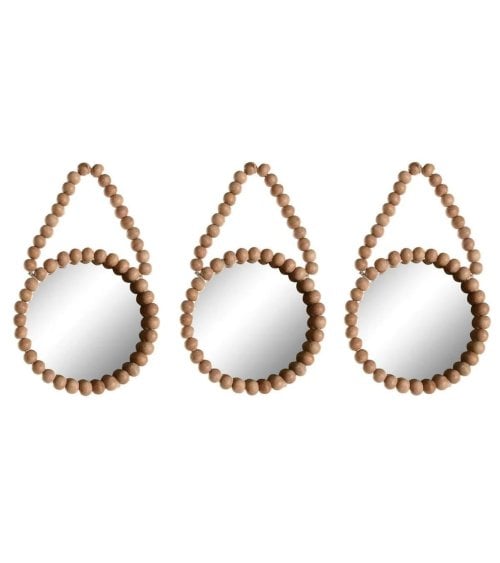 Set 3 de Espejos con Bordes de Esferas de Madera