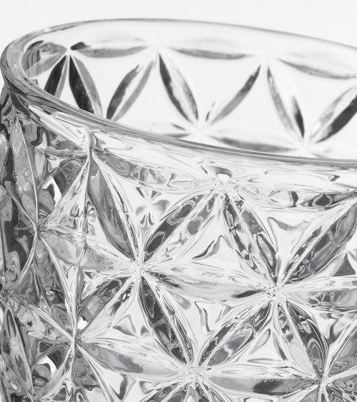 Portavelas de Vaso de Cristal con Grabado