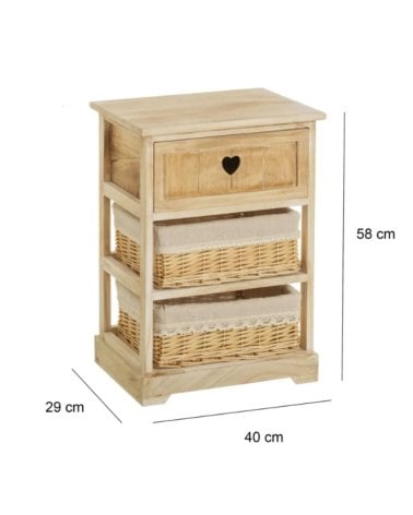 Mueble Auxiliar Country con 1 Cajon y 2 Cestas