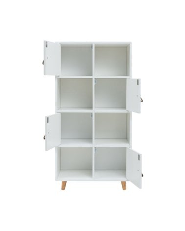 Estantería con 4 Puertas y 4 cubos de Madera en Color Blanco Anzio