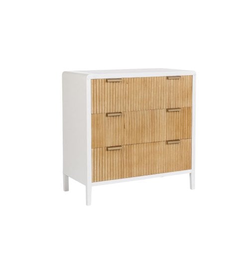 Cómoda de 3 Cajones de Madera en Color Blanco y Natural Charley