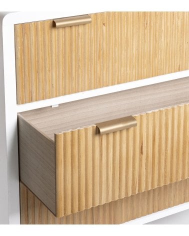 Cómoda de 3 Cajones de Madera en Color Blanco y Natural Charley