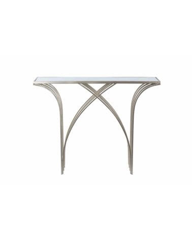 Consola Elegante con Arco de Metal y Tablero Espejo