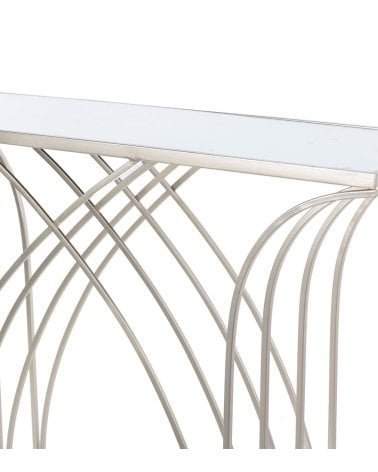 Consola Elegante con Arco de Metal y Tablero Espejo