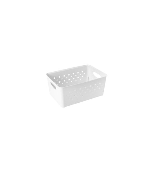 Cesta Rectangular de Plástico con Diseño de Círculos