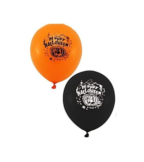 Set 12 Globos en Color Naranja y Negro de Halloween