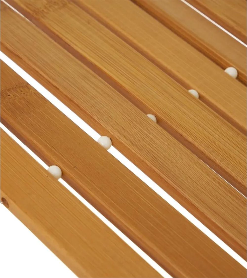 Alfombra de bambú natural de 0.6 in de grosor para interiores y exteriores,  borde sólido con borde para baño, entrada, cocina (color marrón claro