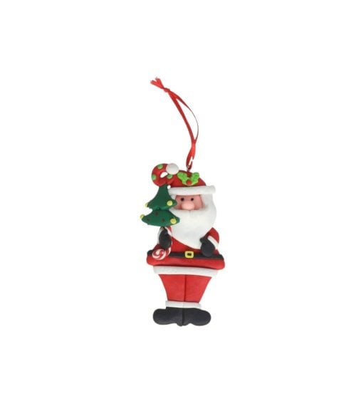 Colgante de Santa con Bastón de Caramelo