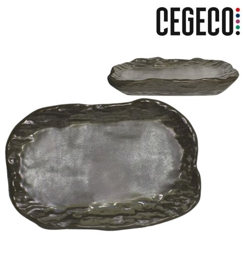 Fuente Oval Crude de Porcelana Reforzada