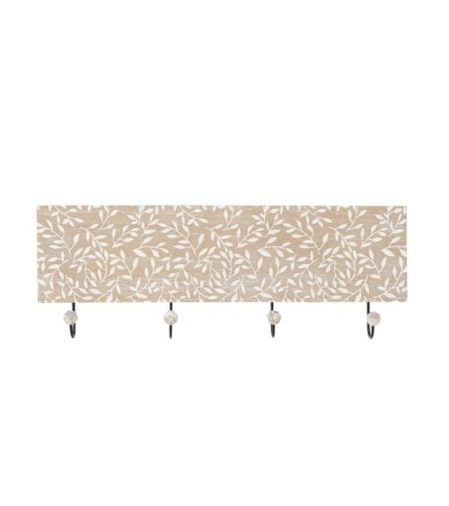 Perchero de Madera Clara con Diseño Hojas