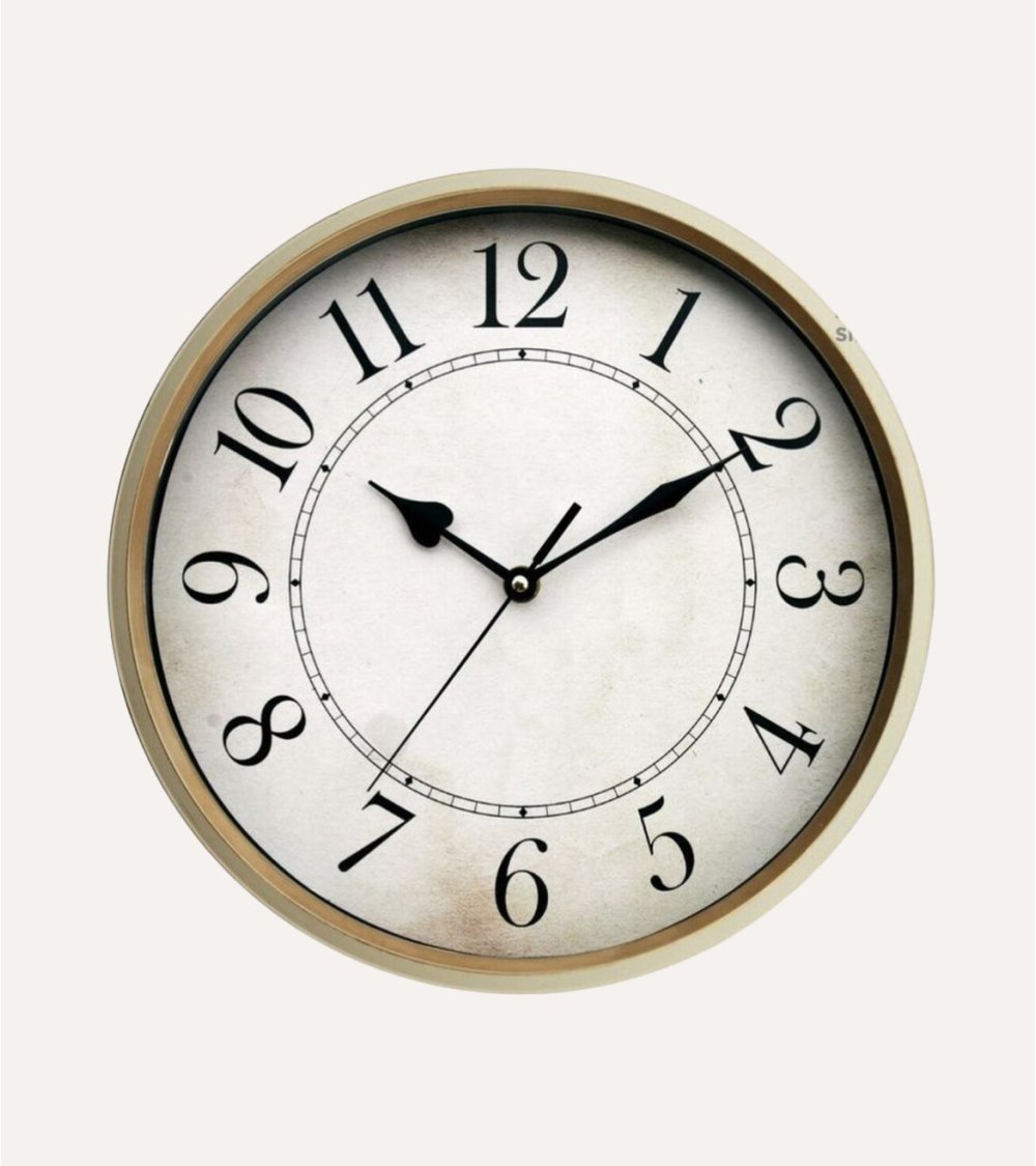Reloj de Pared Estilo Vintage con Borde Dorado