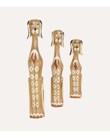 Figura Decorativa de Perro Largo de Madera