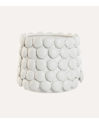 Jarrón de Conchas Blancas de Gres