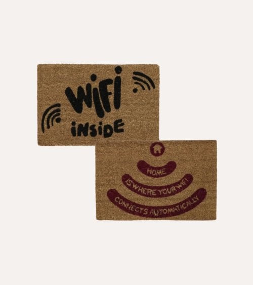 Felpudo de Fibra de Coco con Estampado de Conexión WiFi