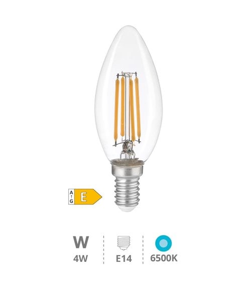 Bombilla LED Transparente Tipo Vela E14 de 4W