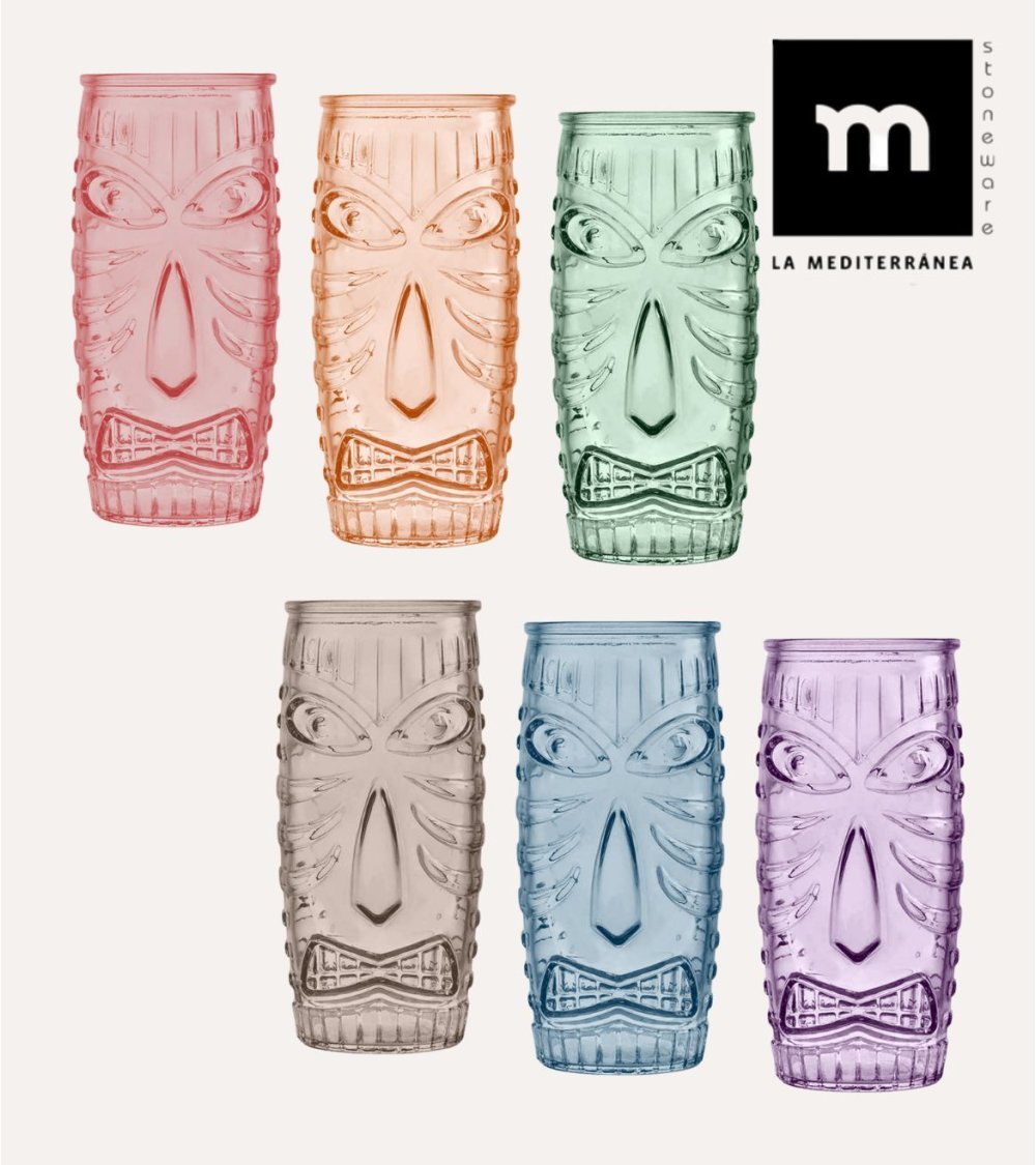 Set de 6 Vasos Tiki para Cócteles Set de 6 Vasos Tiki para Cócteles