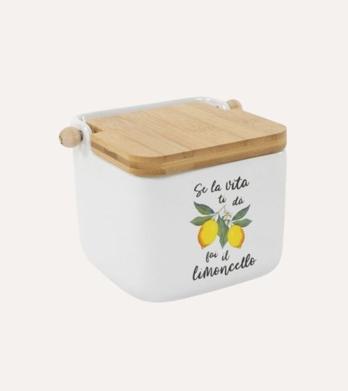 Salero con Dibujo de Limones y Tapa de Madera