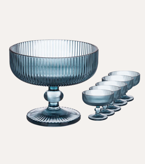 Set de 6 Copas de Helado Agata de Cristal Tallado