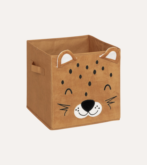 Cesta Plegable de Leopardo Infantil de Terciopelo
