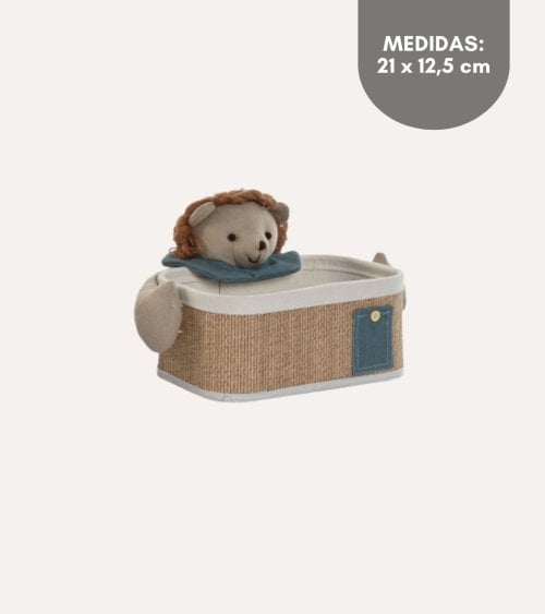Cesta Infantil de León de Fibra y Algodón