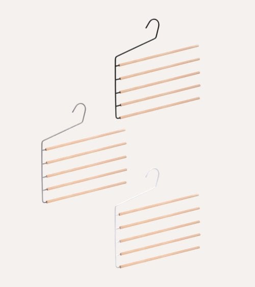 Percha para 5 Pantalones con Lado Abierto de Madera