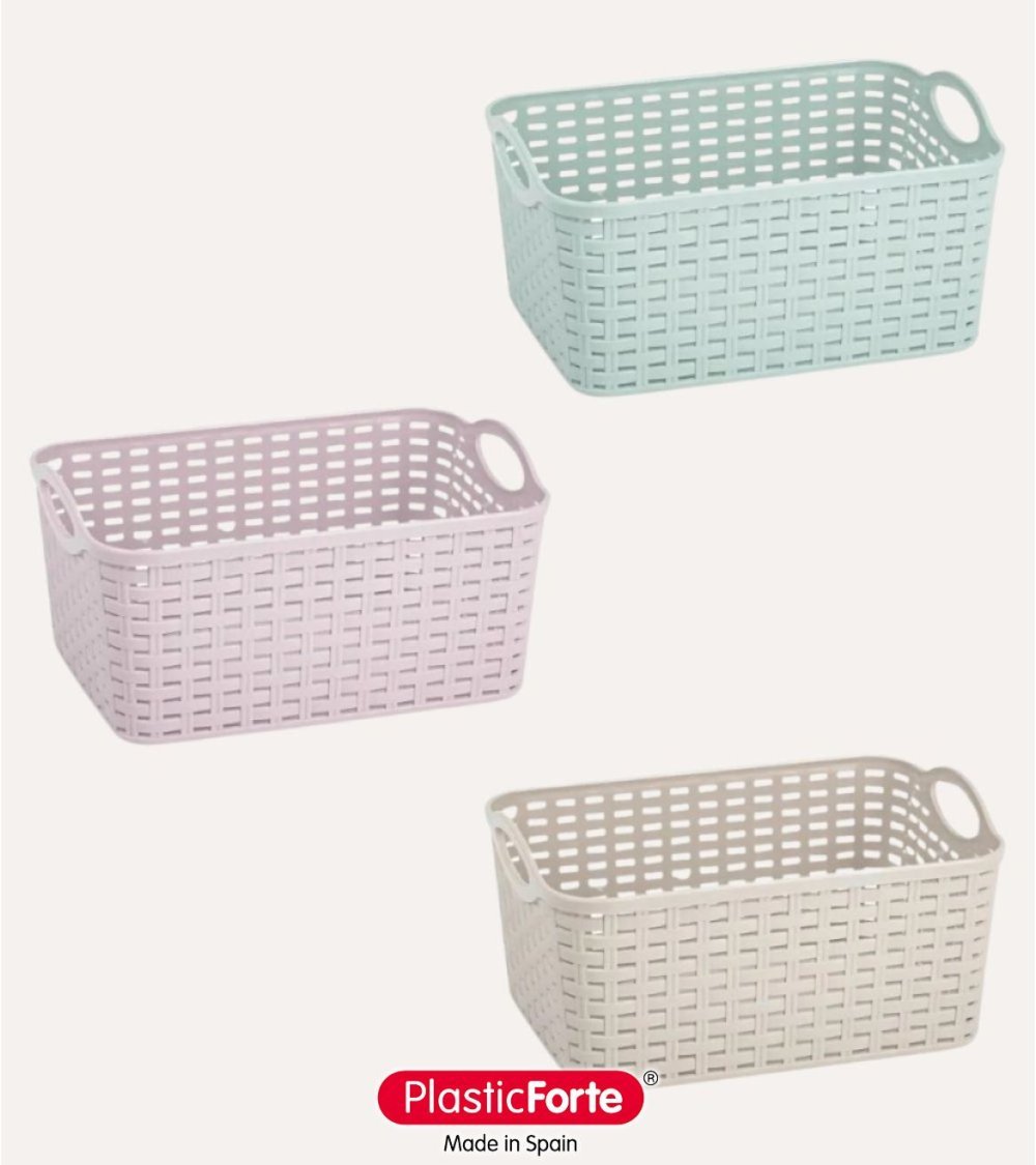 Cesta con Asas Rattan de Plástico Cesta con Asas Rattan de Plástico