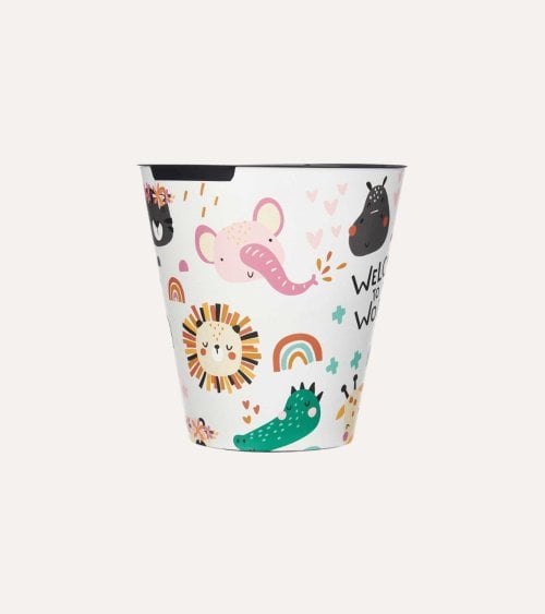 Papelera Redonda de Animales Infantil de Plástico