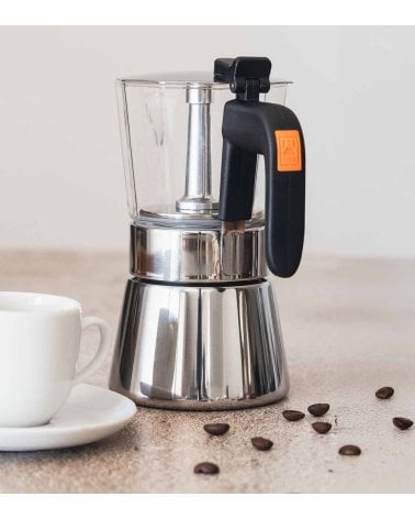 Cafetera Italiana Inducción Flavour Crystal de Acero Inoxidable