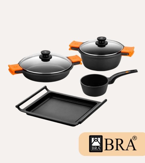 Batería de Cocina de 4 Piezas Efficient de Aluminio Fundido
