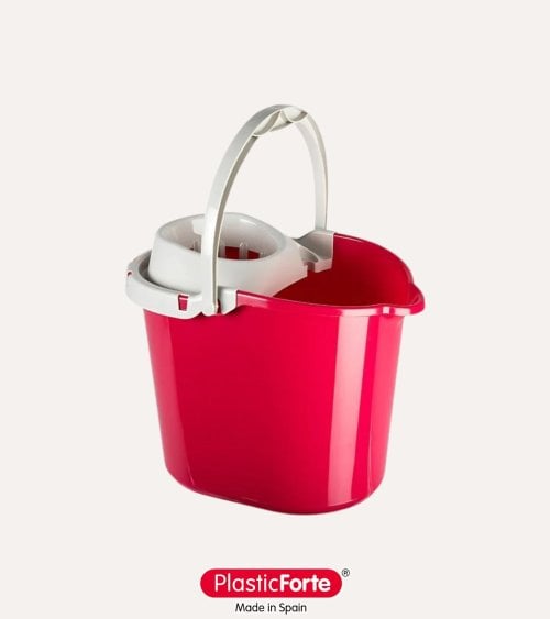 Cubo de Fregona con Escurridor Fucsia de Plástico