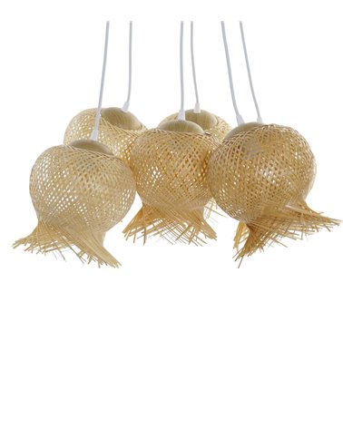 Lámpara de Techo con Seis Pantallas de Bambú