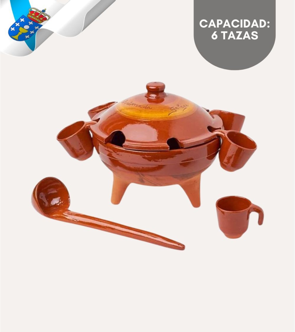 Queimada Gallega de Barro con Tazas y Tapa Queimada Gallega de Barro con Tazas y Tapa