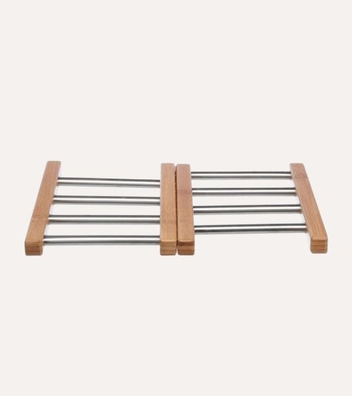 Salvamantel Extendible de Bambú y Acero Inoxidable