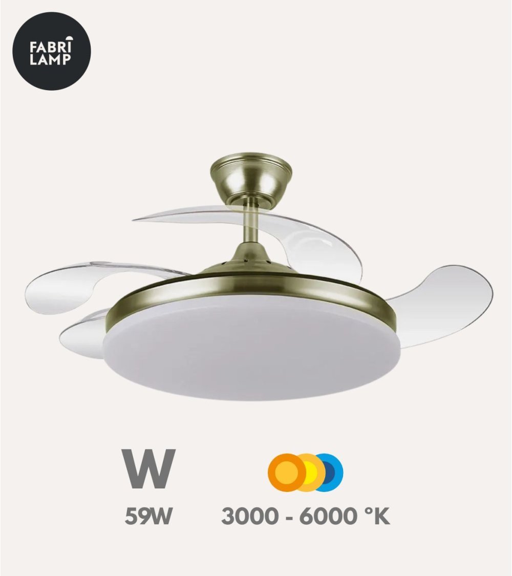 Ventilador de Techo y Lámpara LED Tridente con Aspas Retráctiles