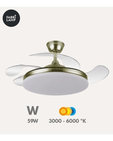 Ventilador de Techo y Lámpara LED Tridente con Aspas Retráctiles