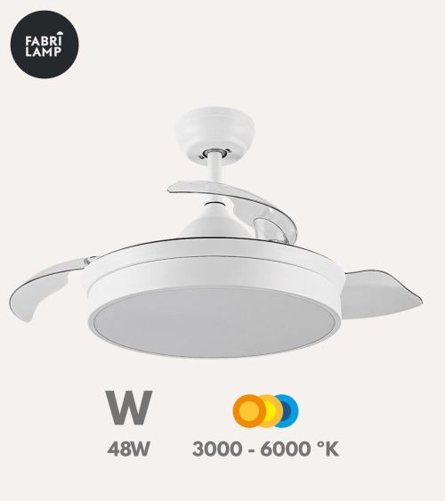 Ventilador de Techo y Lámpara LED Cala con Aspas Retráctiles