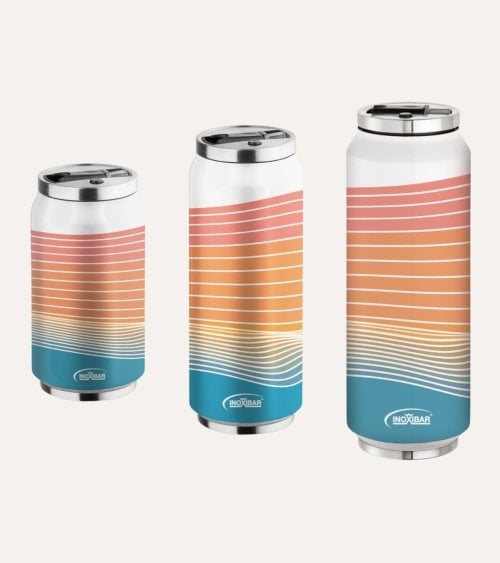Termo Estilo Lata Thermocan Blue Waves de Acero Inoxidable
