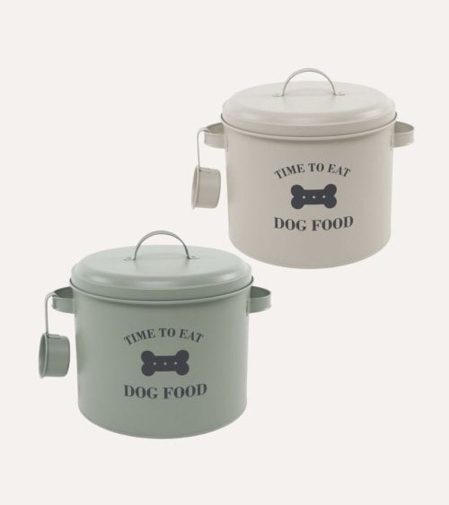Bote para Comida de Perro de Metal con Cazo