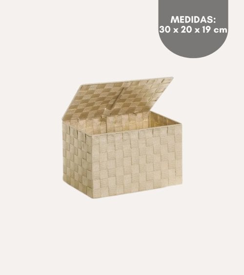 Cesta con Tapa de Tejido Grueso de PP