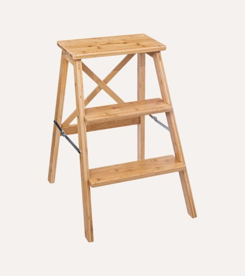Escalera de 3 Peldaños de Bambú