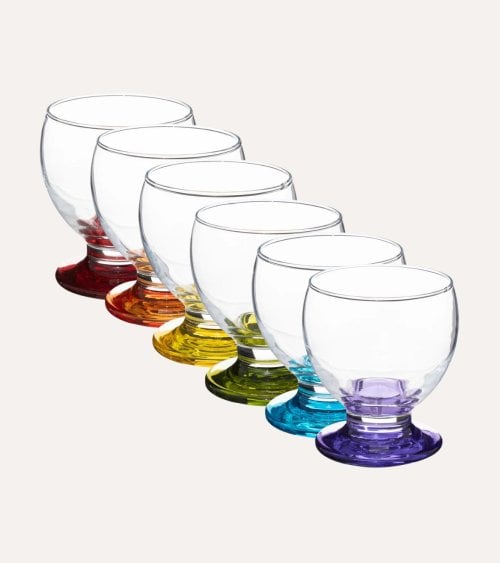 Set de 6 Copas de Vino Arcoiris de Cristal