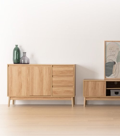 Aparador Abana con 2 Puertas y 3 Cajones de MDF