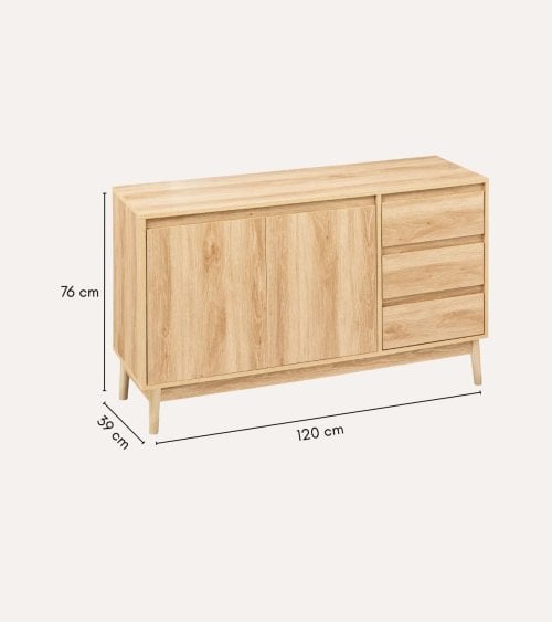 Aparador Abana con 2 Puertas y 3 Cajones de MDF