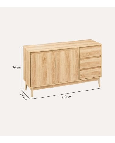 Aparador Abana con 2 Puertas y 3 Cajones de MDF