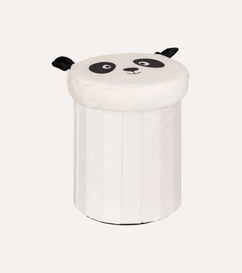 Puff Infantil Plegable Panda con Almacenamiento